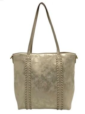 Style & Co Metallic Whipstitch Tote, EUC (missing crossbody strap)